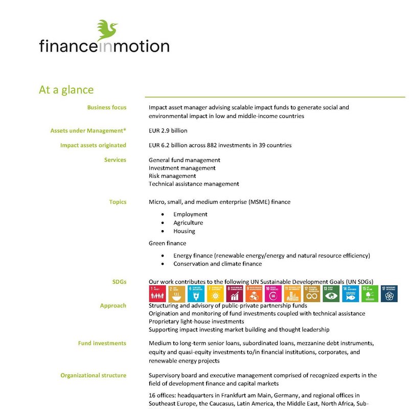 Finance in Motion - At a Glance